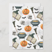 ベビーがハロウィーンの赤ちゃんシャワーを醸造している 招待状 (裏面)