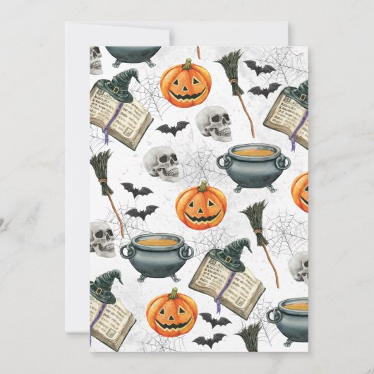 ベビーがハロウィーンの赤ちゃんシャワーを醸造している 招待状 (裏面)