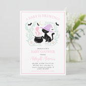 ベビーがハロウィーンの赤ちゃんシャワーを醸造している 招待状 (スタンド正面)