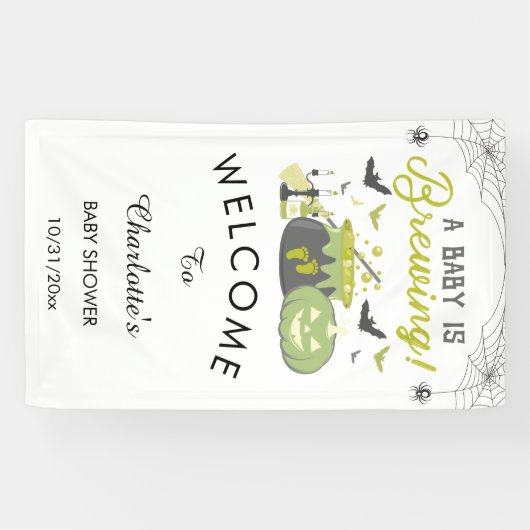 ベビーがハロウィーンの赤ちゃんシャワーを醸造している 横断幕 (横)