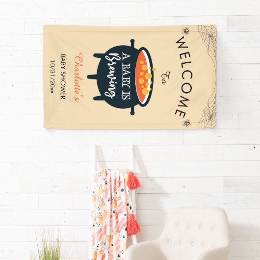 ベビーがハロウィーンの赤ちゃんシャワーを醸造している 横断幕 (インサイチュ)