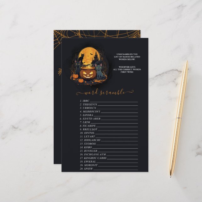 ベビーがハロウィーンの赤ちゃんシャワーワードゲームを醸造している (正面/裏面インサイチュ)