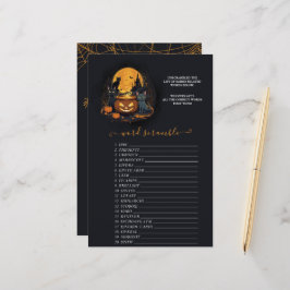 ベビーがハロウィーンの赤ちゃんシャワーワードゲームを醸造している