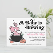 ベビーがハロウィーンの赤ちゃんシャワー招待状を醸造している 招待状 (スタンド正面)