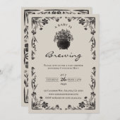 ベビーがハロウィーンの赤ちゃんシャワー招待状を醸造している 招待状 (正面/裏面)