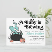 ベビーがハロウィーンの赤ちゃんシャワー招待状を醸造している 招待状 (スタンド正面)