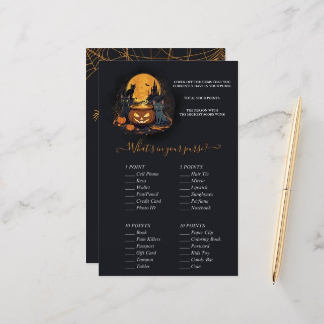 ベビーがハロウィーンの赤ちゃんシャワー財布ゲームを醸造している (正面/裏面インサイチュ)