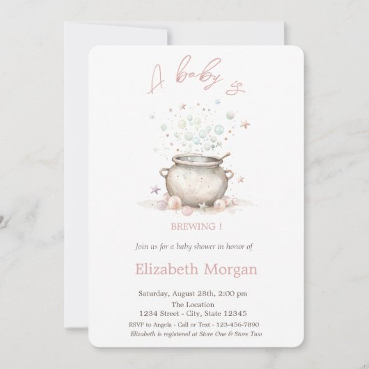 ベビーがハロウィーンをストライプの醸造している 招待状 (正面)