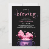 ベビーがハロウィーンカルドロンベイビーシャワーを醸造している 招待状 (正面)