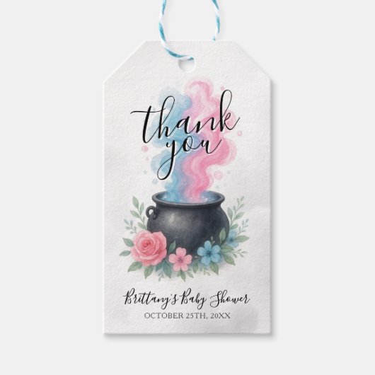 ベビーがハロウィーンキャルドロンを醸造している ギフトタグ (正面)