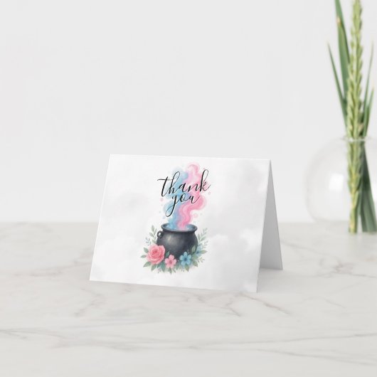 ベビーがハロウィーンキャルドロンを醸造している サンキューカード (正面)