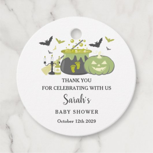 ベビーがハロウィーン魔女の赤ちゃんシャワーを醸造している フェイバータグ (正面)
