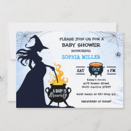 ベビーがハロウィーン魔女の赤ちゃんシャワーを醸造している 招待状