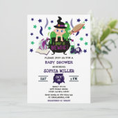 ベビーがハロウィーン魔女の赤ちゃんシャワーを醸造している 招待状 (スタンド正面)