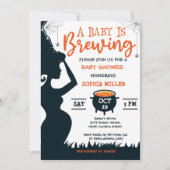 ベビーがハロウィーン魔女の赤ちゃんシャワーを醸造している 招待状 (正面)