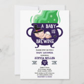 ベビーがハロウィーン魔女の赤ちゃんシャワーを醸造している 招待状 (正面)