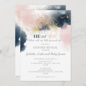 ベビーがパーティー誘発者を明らかにするあなたはの花火の性別公開 招待状 (正面/裏面)