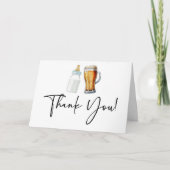 ベビーがビールボトルグラス赤ちゃんシャワーを醸造している サンキューカード (正面)