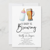 ベビーがビールボトルグラス赤ちゃんシャワーを醸造している 招待状 (正面)