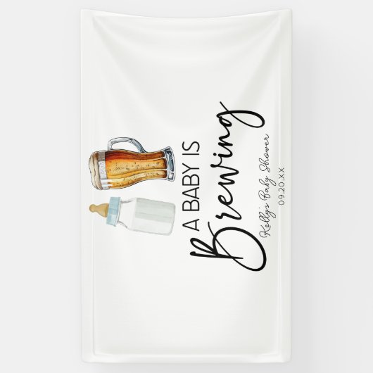 ベビーがビールボトルグラス赤ちゃんシャワーを醸造している 横断幕 (縦)