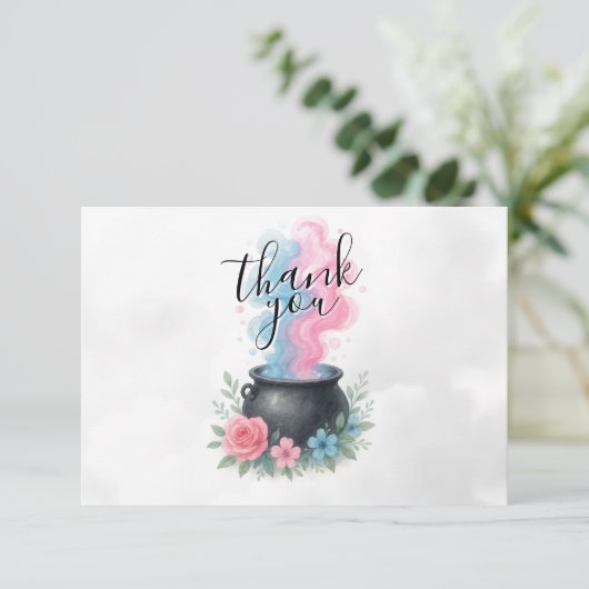 ベビーがピンクと青の釜を造っている サンキューカード (スタンド正面)