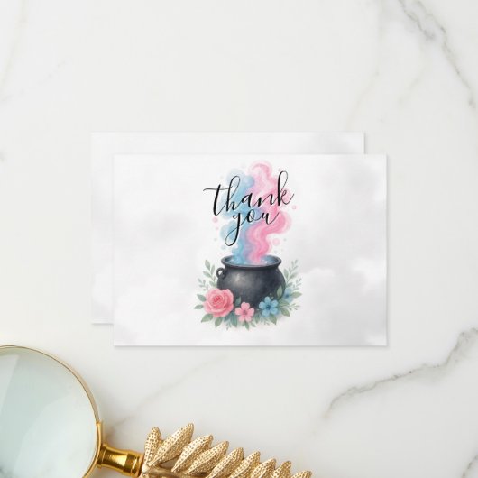 ベビーがピンクと青の釜を造っている サンキューカード (正面/裏面インサイチュ)