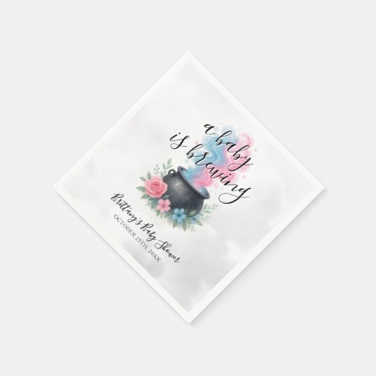 ベビーがピンクと青の釜を造っている スタンダードカクテルナプキン (角)