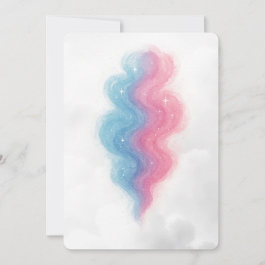 ベビーがピンクと青の釜を造っている 招待状 (裏面)