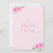 ベビーがピンクのティーポットのベビーシャワーをメールで浴びる 招待状 (裏面)