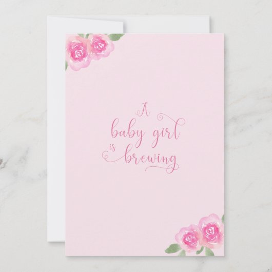 ベビーがピンクのティーポットのベビーシャワーをメールで浴びる 招待状 (裏面)