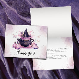 ベビーがピンクのハロウィーンの赤ちゃんシャワーを醸造している サンキューカード