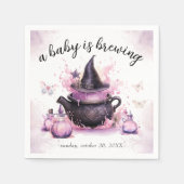 ベビーがピンクのハロウィーンの赤ちゃんシャワーを醸造している スタンダードカクテルナプキン (正面)