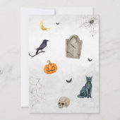 ベビーがピンクのハロウィーンの赤ちゃんシャワーを醸造している 招待状 (裏面)