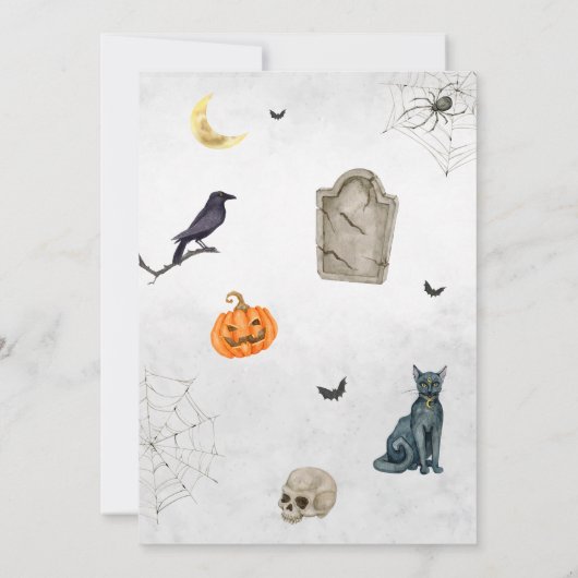 ベビーがピンクのハロウィーンの赤ちゃんシャワーを醸造している 招待状 (裏面)