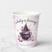 ベビーがピンクのハロウィーンの赤ちゃんシャワーを醸造している 紙コップ (裏面)