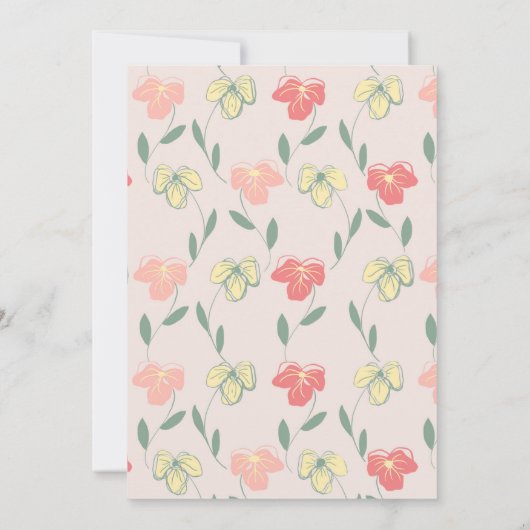 ベビーがピンクのパンジー赤ちゃんシャワーを咲かせている 招待状 (裏面)