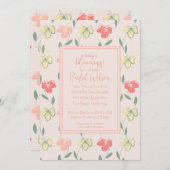 ベビーがピンクのパンジー赤ちゃんシャワーを咲かせている 招待状 (正面/裏面)