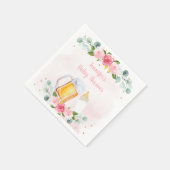 ベビーがピンクの金ゴールドフローラ赤ちゃんシャワーを醸造している スタンダードカクテルナプキン (角)