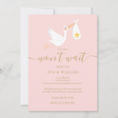 ベビーがピンクカードの更新を待機しない 招待状 (正面)