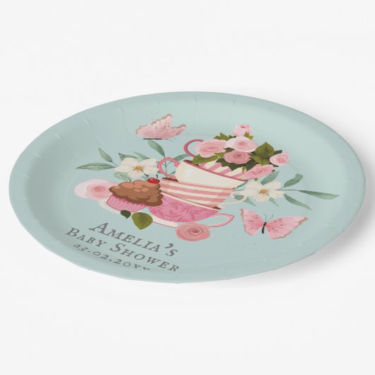 ベビーがフローラを醸造している赤ちゃんシャワー ペーパープレート (アングル)