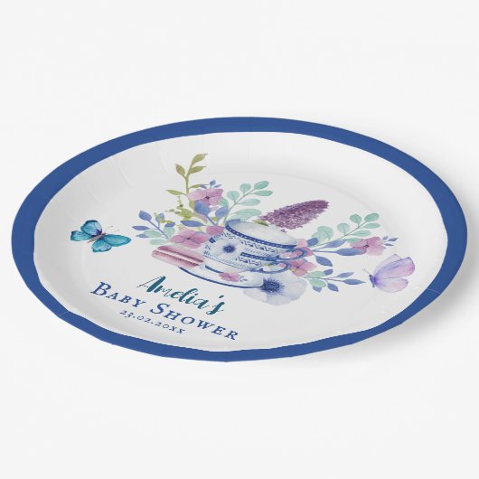 ベビーがフローラを醸造している赤ちゃんシャワー ペーパープレート (アングル)