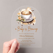 ベビーがブラウンコーヒーベビーシャワーを醸造している アクリル招待状 (インサイチュ (ポータブル))