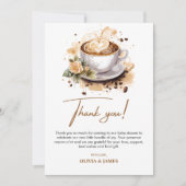 ベビーがブラウンコーヒーベビーシャワーを醸造している サンキューカード (正面)