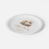 ベビーがブラウンコーヒーベビーシャワーを醸造している ペーパープレート (アングル)