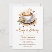 ベビーがブラウンコーヒーベビーシャワーを醸造している 招待状 (正面)