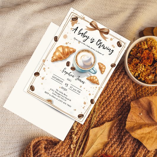 ベビーがブルッシュ&コーヒーベビーシャワーを醸造している 招待状