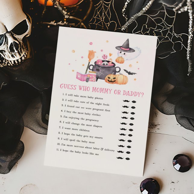 ベビーがブルーイングPink Guess誰がママまたはパパのゲーム (Baby is Brewing Baby Shower Guess who Mommy or Daddy Game)