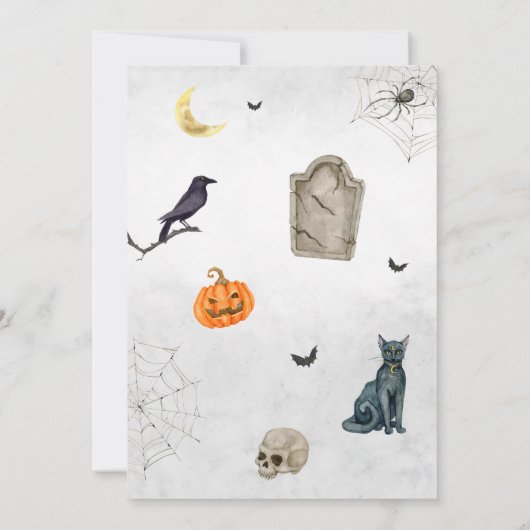 ベビーがブルーハロウィーンの赤ちゃんシャワーを浴びる 招待状 (裏面)