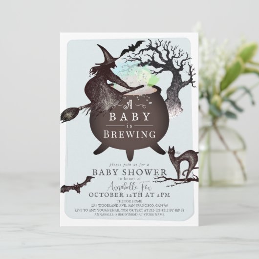 ベビーがブルーハロウィーンの赤ちゃんシャワーを浴びる 招待状 (スタンド正面)