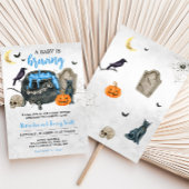 ベビーがブルーハロウィーンの赤ちゃんシャワーを浴びる 招待状